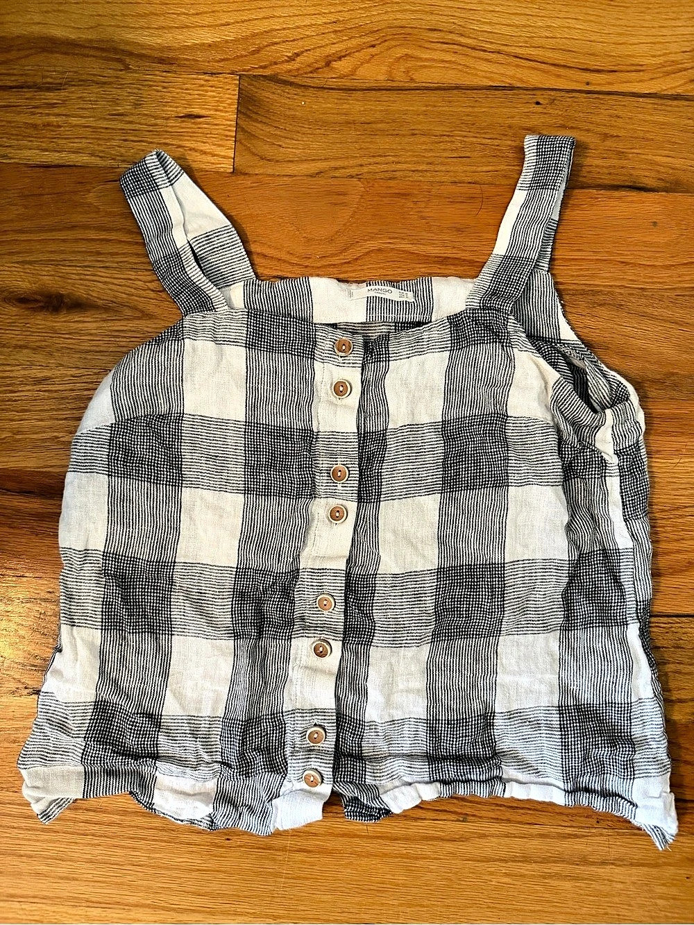 Mango Checkered Tank Top in Black & White Size Medium
